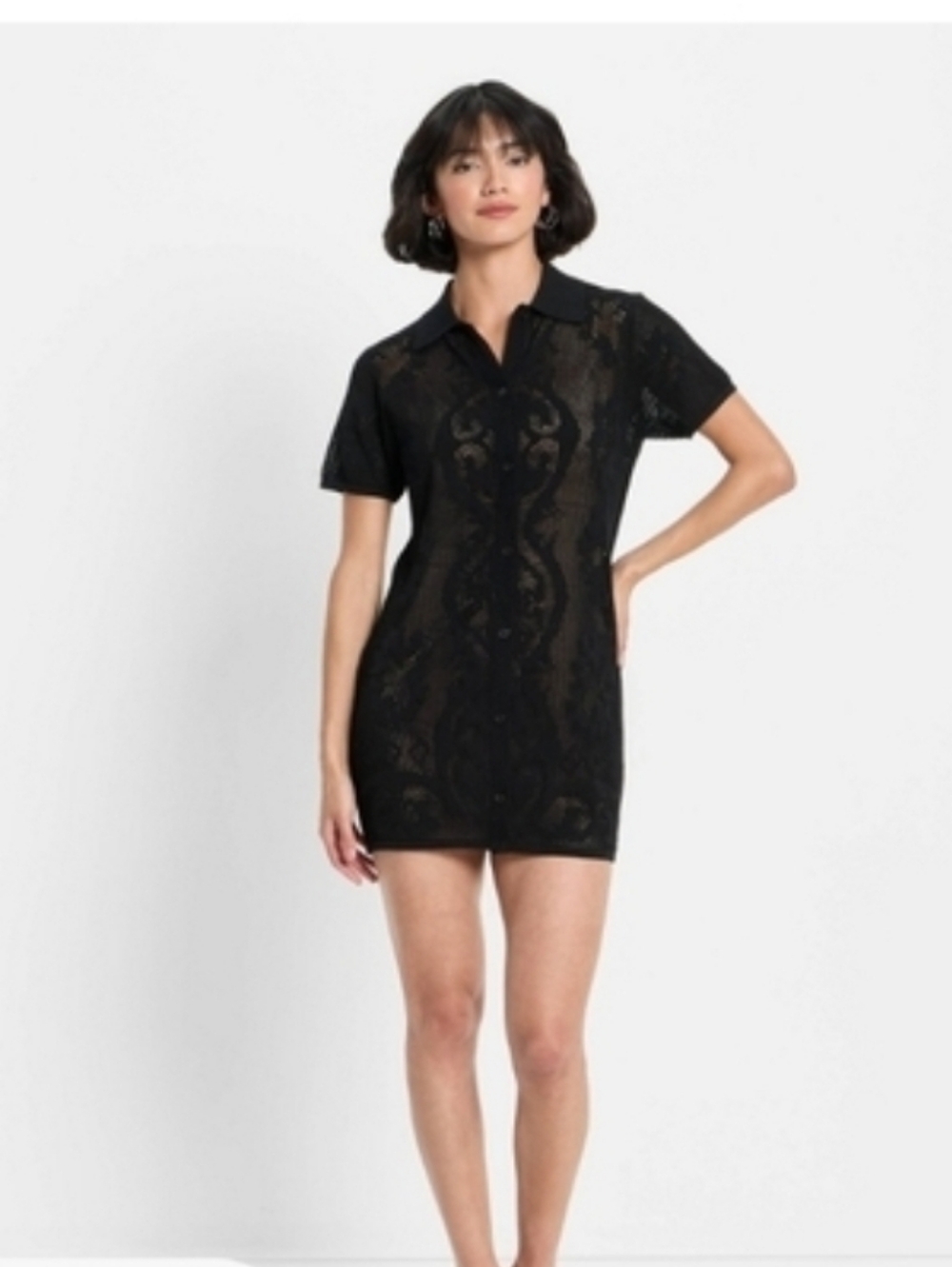 Future Collective mesh button Up Sweater mini dress NWT size 2X.